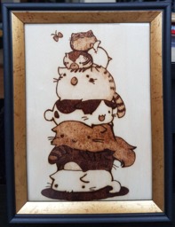 Cat Dog Pile - Woodburning Free Shipping Ca & Us - thumbnail 1