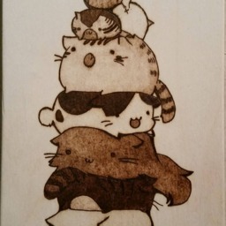 Cat Dog Pile - Woodburning Free Shipping Ca & Us - thumbnail 2