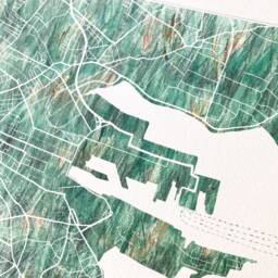 Dublin Map Urban Fabric Watercolor Texture Painting Ireland City Plan - Art Print Travel Wedding Anniversary Realtor Moving Gift Grass - thumbnail 2