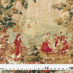 Bosporus - 4 Colors - Flax, Antique Red, Billard, English Green French Toile Victorian Country Linen Blend Curtain, Valance Custom Drapery - thumbnail 2