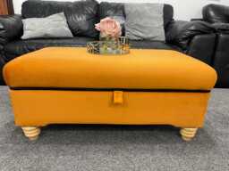 Handmade Upholstered Plush Fabric Storage Ottoman Coffee Table - Thick Lid