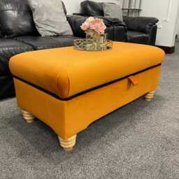 Handmade Upholstered Plush Fabric Storage Ottoman Coffee Table - Thick Lid - thumbnail 2