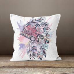Peacock Cushion Cover-Peacock Feather Pillow Case-Turquoise Decorative Case-Tropical Cover-Gift For Her-Handmade Material - thumbnail 4