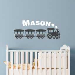 Personalized Train Wall Decal For Nursery - Boys Name Art Sticker Kids Room Decor