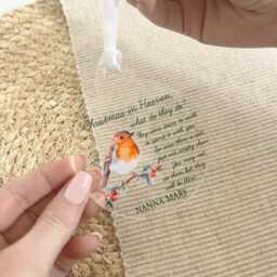Christmas in Heaven Memorial Bauble, in Memory At Christmas, Remembrance Poem Ornament, Loving Xmas Tree Decoration, Robins Appear - thumbnail 2