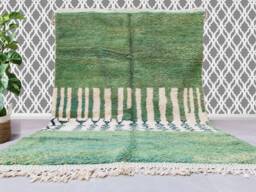 Custom Green Moroccan Rug - Handmade Berber Wool Carpet, Abstract Blue Tapis Berbere For Living Room - thumbnail 1