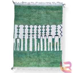 Custom Green Moroccan Rug - Handmade Berber Wool Carpet, Abstract Blue Tapis Berbere For Living Room - thumbnail 2