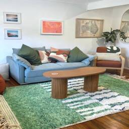 Custom Green Moroccan Rug - Handmade Berber Wool Carpet, Abstract Blue Tapis Berbere For Living Room - thumbnail 3