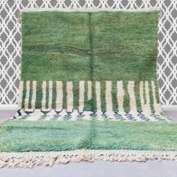 Custom Green Moroccan Rug - Handmade Berber Wool Carpet, Abstract Blue Tapis Berbere For Living Room - thumbnail 4