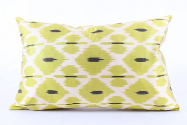 Ikat Silk Velvet Pillow 16x24 - Handmade Boho Cushion Cover Turkish Home Decor Accent - image 1
