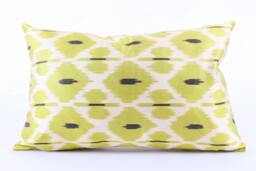 Ikat Silk Velvet Pillow 16x24 - Handmade Boho Cushion Cover Turkish Home Decor Accent