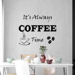 Vwaq Its Always Coffee Time Wall Decals - Vinyl Quotes For Kitchen Sticker Sayings - thumbnail 1