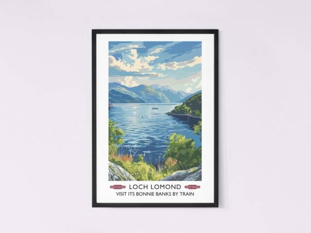 Loch Lomond Vintage Travel Poster - Scottish Lochs Print Bonnie Banks Trossachs National Park Wall Art Home Decor - image 1