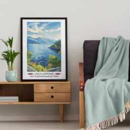 Loch Lomond Vintage Travel Poster - Scottish Lochs Print Bonnie Banks Trossachs National Park Wall Art Home Decor - thumbnail 2