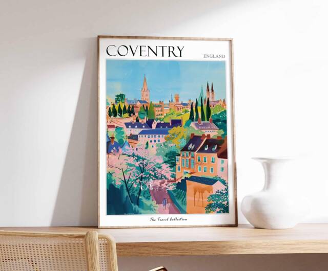 Coventry Travel Poster Vintage England Cityscape Art Print - image 1