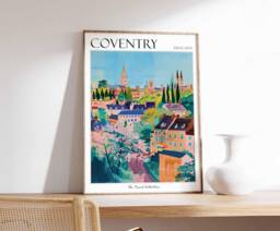 Coventry Travel Poster Vintage England Cityscape Art Print - thumbnail 1