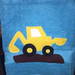 Embroidered Excavator Bath Towel, Personalized Kids Towel - thumbnail 3