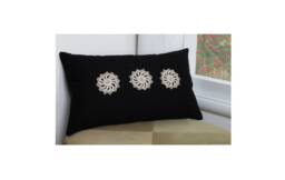 Black Doily Trio Decorative Throw Pillow Cover/Case Cushion Cotton 12x20 - thumbnail 1