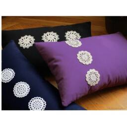 Black Doily Trio Decorative Throw Pillow Cover/Case Cushion Cotton 12x20 - thumbnail 2
