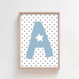 Personalised Initial Print, Boys Nursery Prints, Pastel Blue, Bedroom Decor, Girls Name Playroom, Kids Wall Art - thumbnail 2