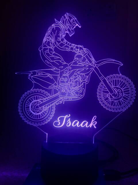 Dirt Bike 3D Smart App Control Night Light Bluetooth, Music, 7&16M Colour Mobile App , Gift Led Lamp - image 1