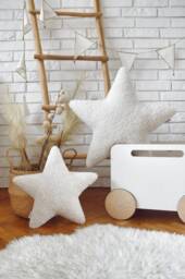 White Teddy Star Pillow, Nursery Decor, Sternkissen Kinderzimmer, Decorative Cushion Baby Room, Handmade Pillow - thumbnail 1