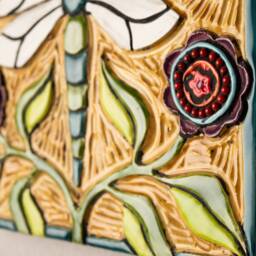 Majestic Dragonfly, Mounted Handmade Tile Ceramic & Mosaic Wall Art, 8 Inch Square Tile, Made To Order - Winged Wonders - thumbnail 3