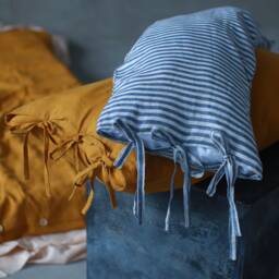Washed Linen Pillowcase With Ties, Natural Fabric - thumbnail 3