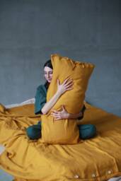 Washed Linen Pillowcase With Ties, Natural Fabric - thumbnail 1