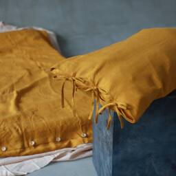Washed Linen Pillowcase With Ties, Natural Fabric - thumbnail 2