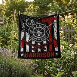 Personalized Firefighter Blanket, Custom Name Sherpa Fleece Throw Blankets, Gift For Fireman Dad - thumbnail 2