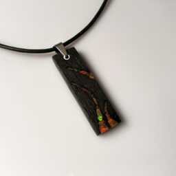 Bog Oak Wood & Opal Necklace - thumbnail 2