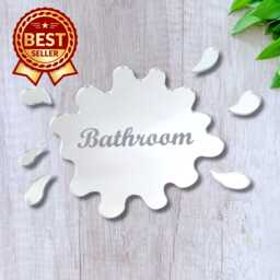 Engraved Puddle Acrylic Mirror Custom Bathroom Wall Art