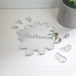 Engraved Puddle Acrylic Mirror Custom Bathroom Wall Art - thumbnail 2