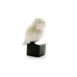 Greek Ancient Decorative Terracotta Owl , White Clay Owl Sculpture - thumbnail 2