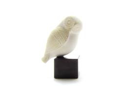Greek Ancient Decorative Terracotta Owl , White Clay Owl Sculpture - thumbnail 1