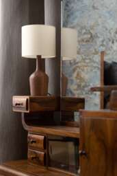 Hand Turned Walnut Table Lamp/ Wooden Lamp