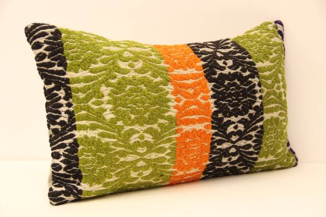 12x20 Turkish Kilim Lumbar Pillow Vintage Wool Bohemian Cushion - image 1