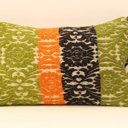 12x20 Turkish Kilim Lumbar Pillow Vintage Wool Bohemian Cushion - thumbnail 2