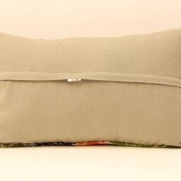12x20 Turkish Kilim Lumbar Pillow Vintage Wool Bohemian Cushion - thumbnail 4