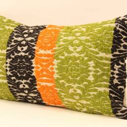 12x20 Turkish Kilim Lumbar Pillow Vintage Wool Bohemian Cushion - thumbnail 3