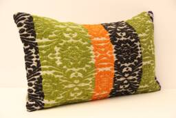12x20 Turkish Kilim Lumbar Pillow Vintage Wool Bohemian Cushion