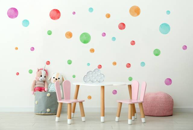 Watercolor Polka Dots Wall Decal - Colorful Shapes Sticker - image 1