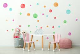 Watercolor Polka Dots Wall Decal - Colorful Shapes Sticker - thumbnail 1