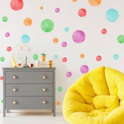 Watercolor Polka Dots Wall Decal - Colorful Shapes Sticker - thumbnail 3