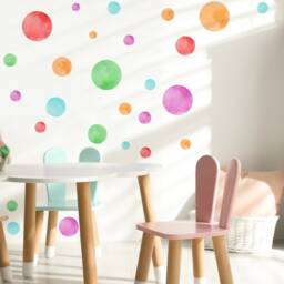 Watercolor Polka Dots Wall Decal - Colorful Shapes Sticker - thumbnail 2