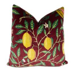 William Morris - Fruit Velvet Madder/Bayleaf Cushion Cover Throw Pillow Designer Home Decor - thumbnail 1