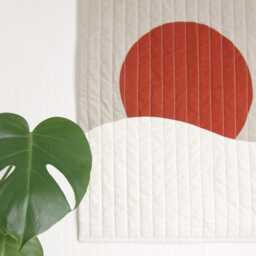 Modern Sun & Moon Quilted Textile Wall Hanging Pair - thumbnail 3