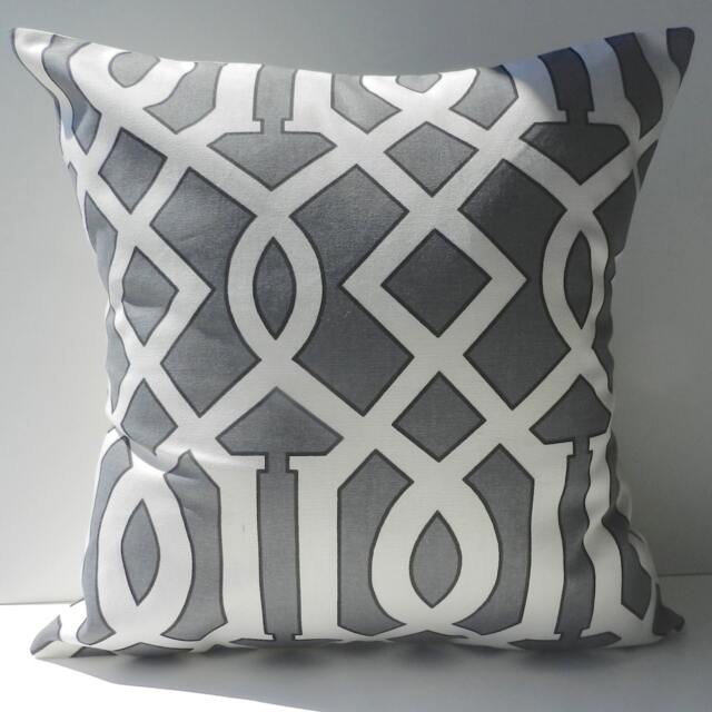 New 18x18 Inch Designer Handmade Pillow Cases in Grey Imperial Trellis Style Pattern - image 1