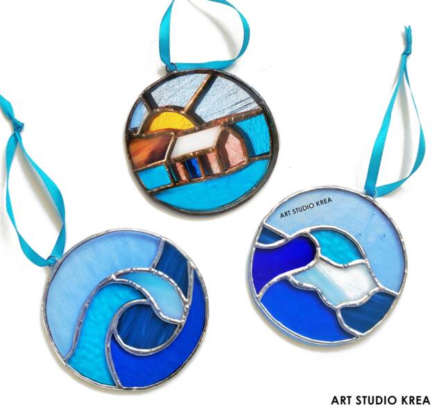 Ocean Views Stained Glass Suncather Decoration Glass, Ornament, Window Decoration, Wall Hanging, Home Decor Gift - image 1